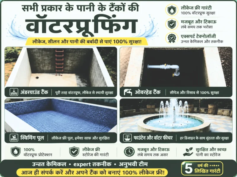 Water tank Waterproofing | 30+ वर्षों से विश्वसनीय वॉटरप्रूफिंग ठेकेदार